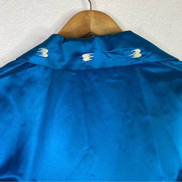 Vintage Mitopa Department Store Blue Satin Dragon Embroidered Asian Robe - Picture 12 of 14
